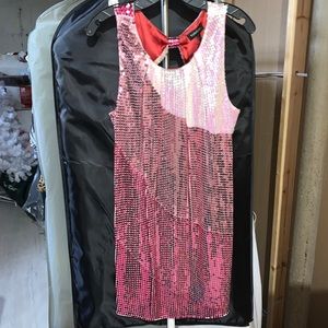 Pink sequin mod bebe dress